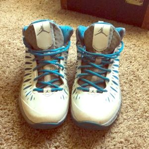 White and blue Jordan’s